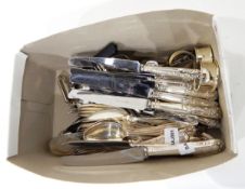 A quantity of silver plated kings pattern cutlery and other flatware (1 box)