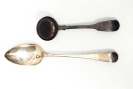 A Victorian silver sauce ladle and a George III silver tablespoon