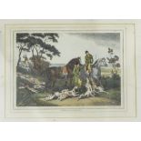 Handcoloured engravings including hare hunting plates 1, 2, 3 and 4, further hunting prints, etc.