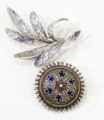 David Andersen silver and enamel Christiania brooch in the form of circular shield with stylised