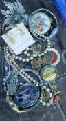 A quantity of costume jewellery including marcasite