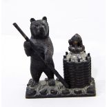 A Black Forest carved bear inkstand,