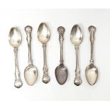 A set of six Victorian silver rococo scroll and thread pattern teaspoons, London 1854/1856,