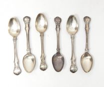 A set of six Victorian silver rococo scroll and thread pattern teaspoons, London 1854/1856,