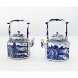 Pair Chinese porcelain wine pourers(?), each of ogee straight sided form, underglaze blue,