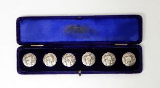 Set of six silver buttons depicting Roman Gladiators head,