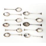 11 silver Onslow pattern teaspoons by William Hutton & Sons,