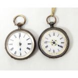 An open faced pocket watch with Roman numerals,