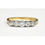 18ct gold five stone diamond ring,