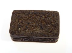 A Chinese Canton tortoiseshell snuff box with inscription "From China by Magnus W J Owen to William