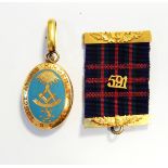 A Victorian 18ct gold and enamel Masonic pendant inscribed "Athole Kimberley Lodge" with