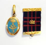 A Victorian 18ct gold and enamel Masonic pendant inscribed "Athole Kimberley Lodge" with