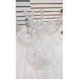 A quantity of glassware to include ship's decanter, flared rim vases,