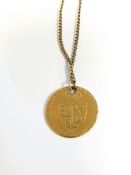 Georgian gold spade guinea pendant and the 9ct gold fine chain link necklace