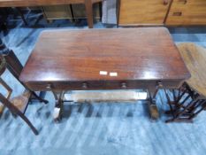 A Victorian side table fitted two drawers to frieze,