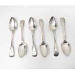 Five George III fiddle and thread pattern tablespoons,