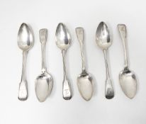 Five George III fiddle and thread pattern tablespoons,