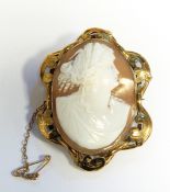 Victorian carved shell cameo brooch,