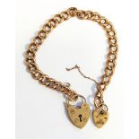 9ct curb link chain plus gold-coloured pendant, 22.
