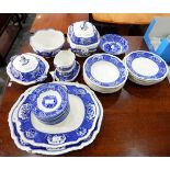 A blue and white Abbey and other part dinner services