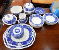A blue and white Abbey and other part dinner services