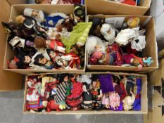 A large quantity of costume dolls including Henry VIII and his wives,