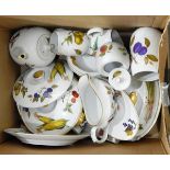 A quantity of Royal Worcester 'Evesham' pattern tableware including teapot, milk jug and sugar bowl,