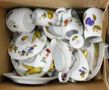 A quantity of Royal Worcester 'Evesham' pattern tableware including teapot, milk jug and sugar bowl,