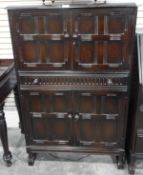 A Priory reproduction dark stained cocktail cabinet,