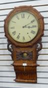 A Victorian inlaid walnut drop pendulum wall clock