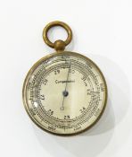 A 19th century brass pocket hand-held compensated barometer