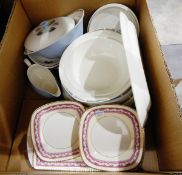 Wedgwood pottery "Seander" pattern dinner service and Portland pottery sandwich set (1 box)