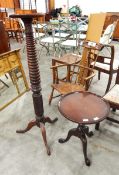 Mahogany bidet table and two seagrass stools