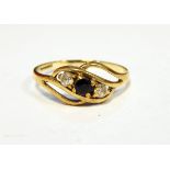9ct gold and spinel cluster ring and three various rings