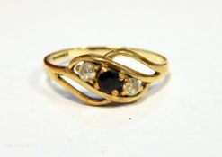 9ct gold and spinel cluster ring and three various rings