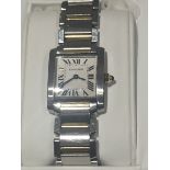 A lady's Cartier Tank Francaise watch in stainless steel and gold, 2005, with all paperwork, No.