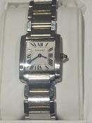 A lady's Cartier Tank Francaise watch in stainless steel and gold, 2005, with all paperwork, No.
