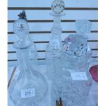 A quantity of glassware and other items to include various decanters,