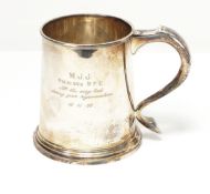 A silver mug by Roberts & Belk, Sheffield 1982, 14oz approx.