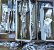 Various sets of silver plated cutlery including Kings pattern, Old English Fiddle pattern, etc.