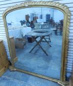 Victorian gilt round arched overmantel mirror
