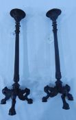 Pair 19th century Empire style table candlesticks with reeded fluted supports,