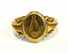 A gent's gold plated Masonic signet ring