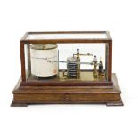 Aitchison & Co barograph to HM Gov London, oak cased and glazed with frieze drawer to base,
