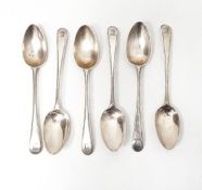 A set of five George III bead pattern dessert spoons, London 1783, by George Smith,
