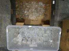 A quantity of cut glass stemware (2 boxes)