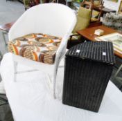 A Lloyd Loom style linen basket and chair