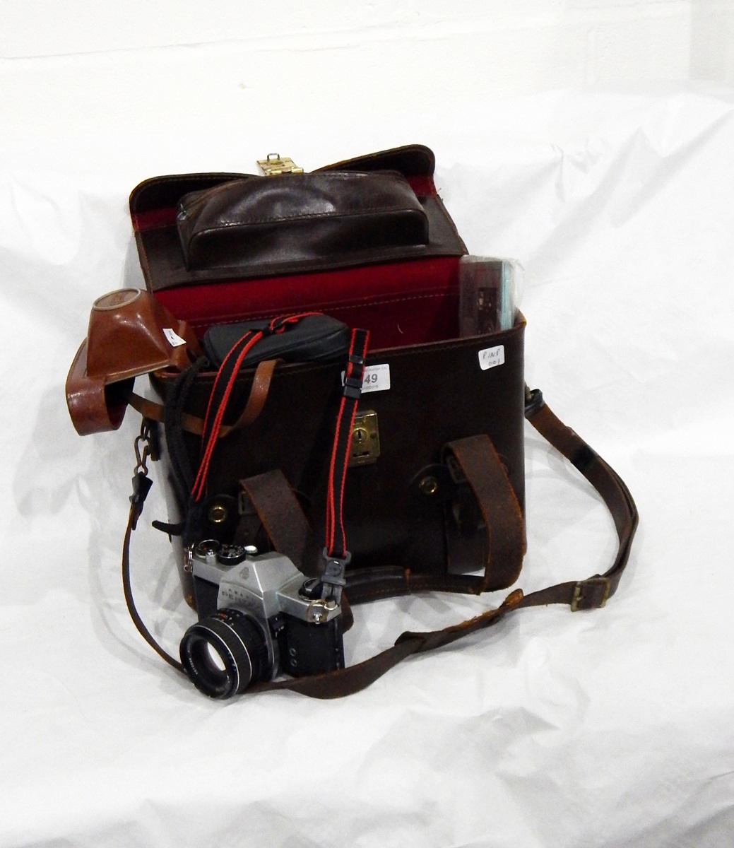 A Braun Paxett camera, a Rolly 35T in black case, a Braun Super Paxett camera, Asahi Pentax camera,