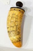 A small Scrimshaw with horn lid,