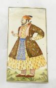 An early 20th century painting on ivory of a gentleman in Persian dress holding a flower, 17.